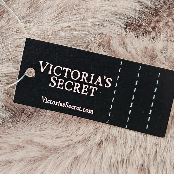 Victorias Secret Faux Fur Christmas Stocking Blush Pink Ribbon Pom Poms NWT - Picture 2 of 11